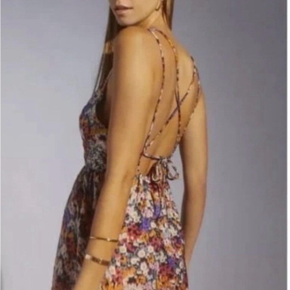 Urban Outfitters Dress Mini Naomi Strappy Floral Whimsy Fairy Grunge Boho Sz L